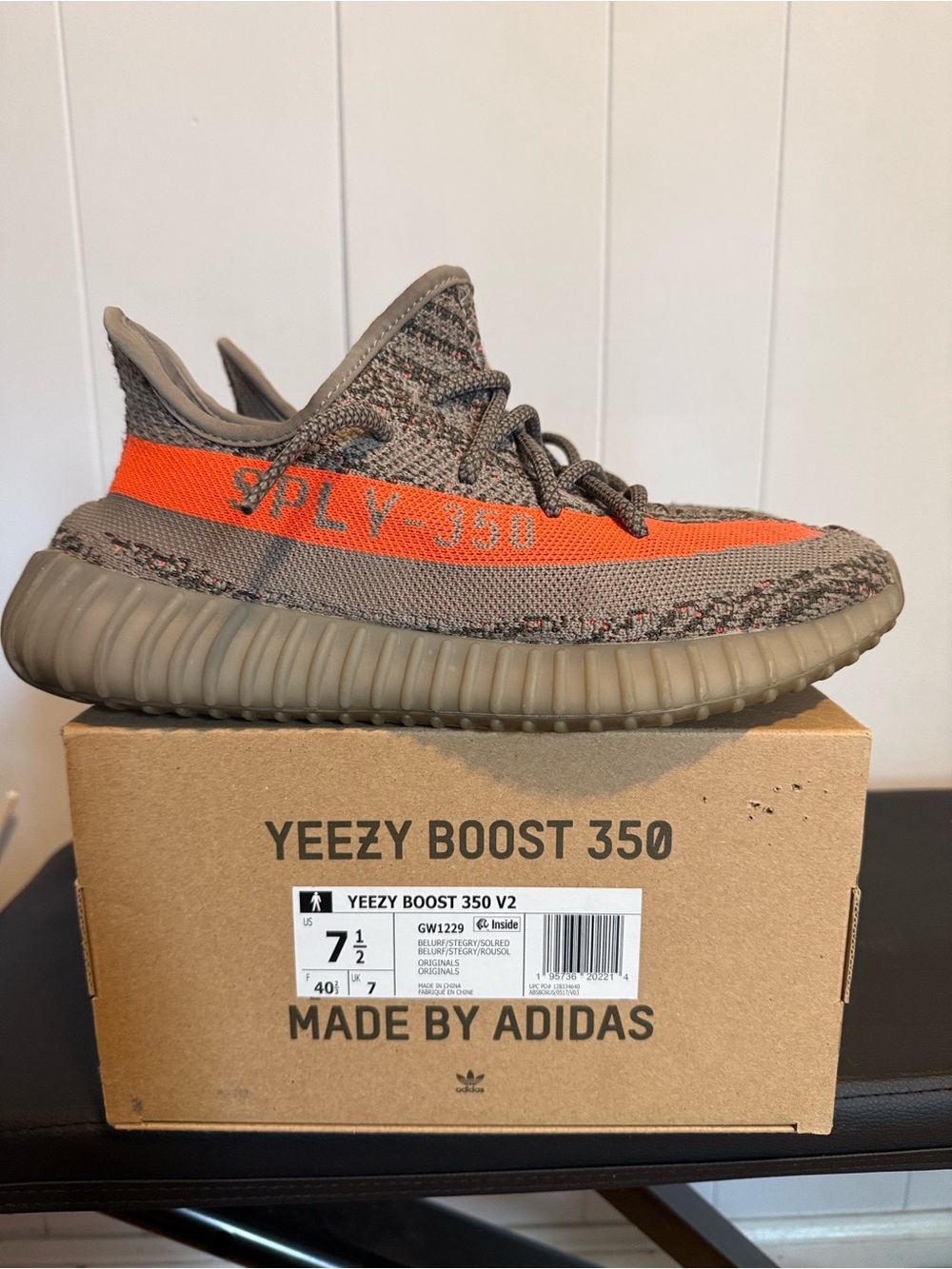 Adidas Yeezy Boost 350 V2 — Grey with Bright Orange Stripe